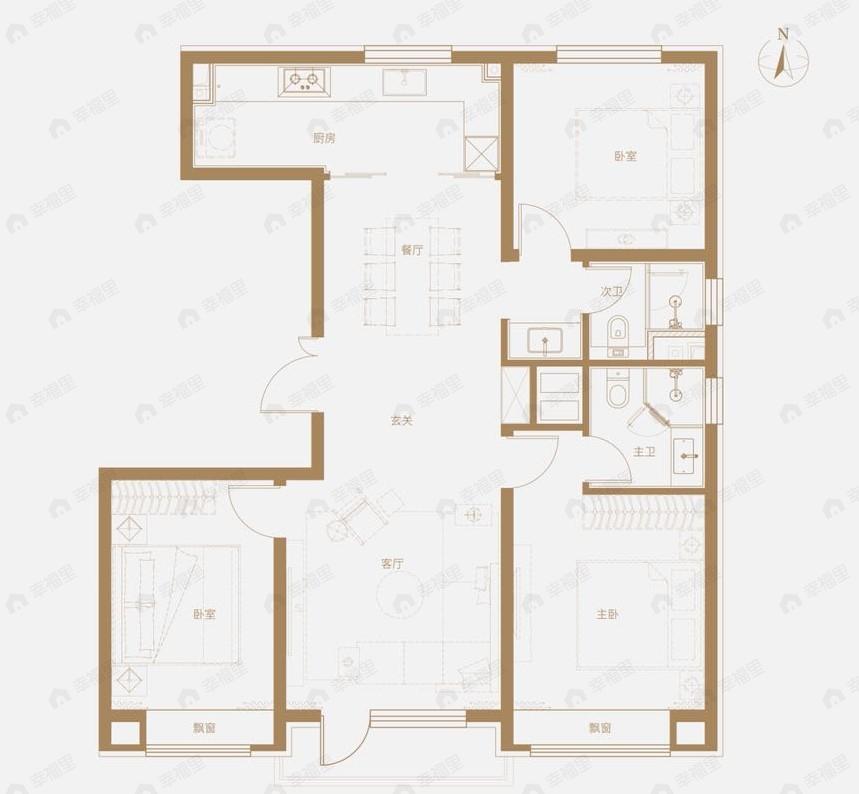 合生东三金茂府3室2厅2卫户型图