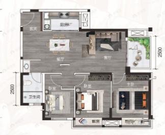 隆源学府3室2厅1卫户型图