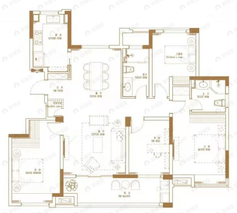 银色港湾4室2厅2卫户型图