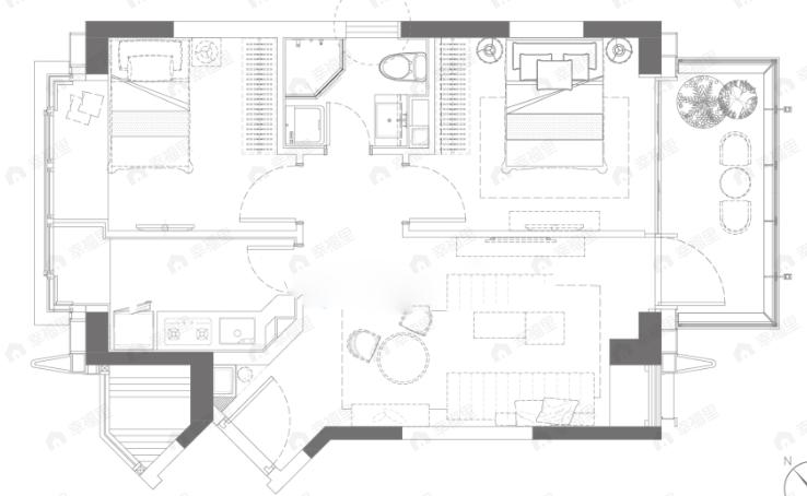 格力公园海德2室2厅1卫户型图