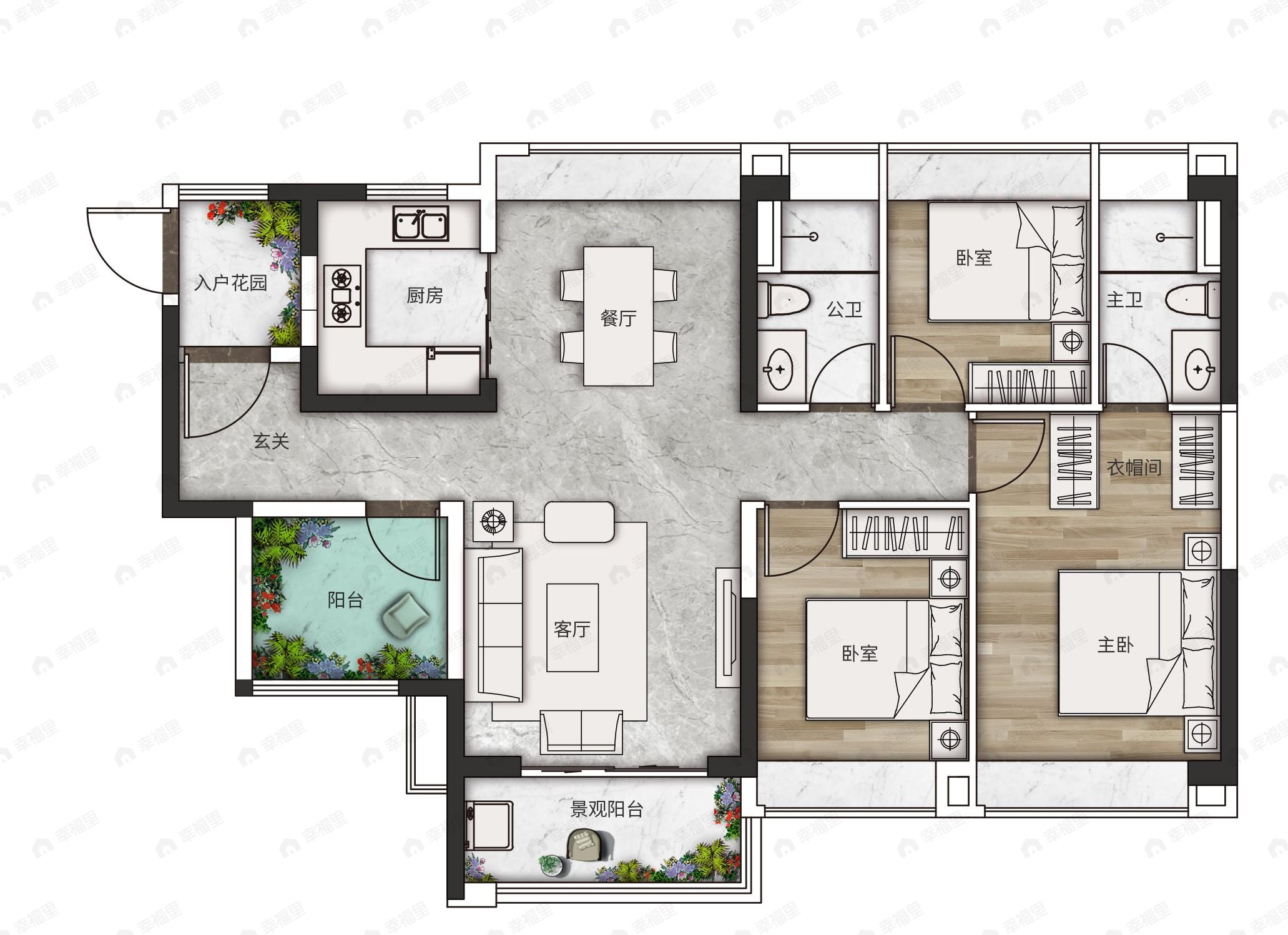 南沙十里方圆二期3室2厅2卫户型图