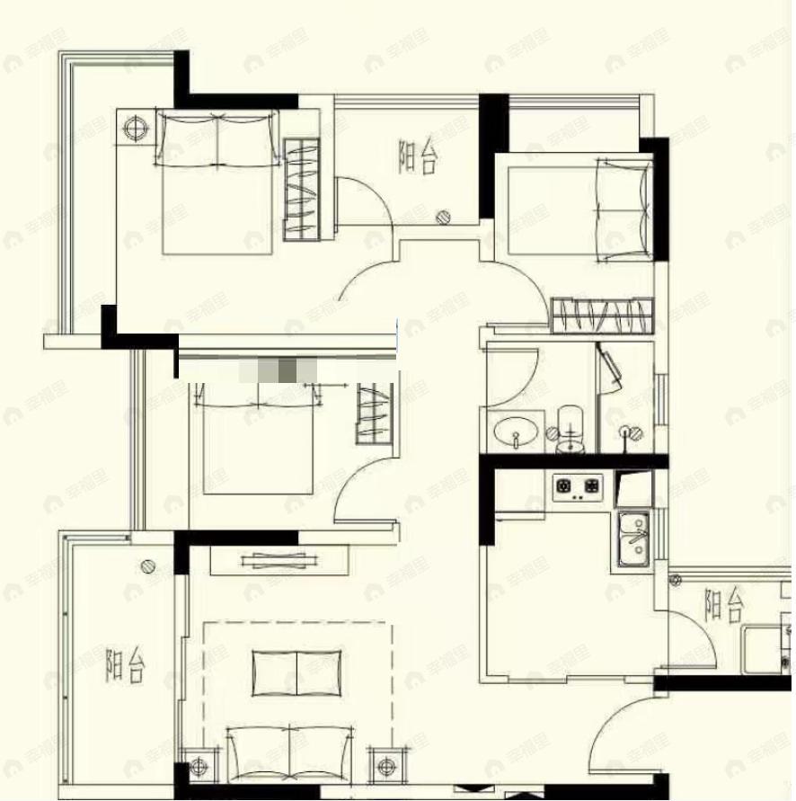 万福花园3室1厅1卫户型图