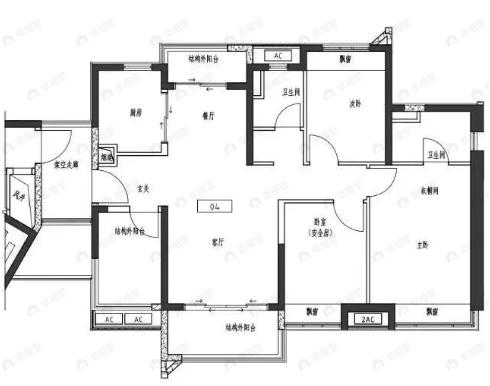 保利天汇左岸3室2厅2卫户型图
