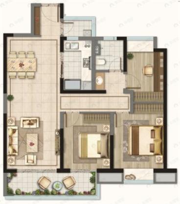 中海寰宇天下3室2厅1卫户型图
