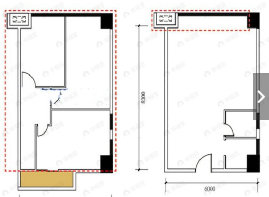中甬优米优米2室1厅2卫户型图