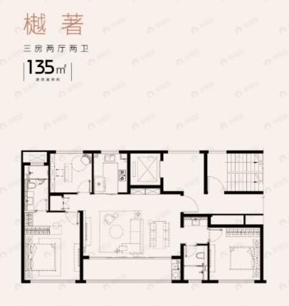 禧樾府3室2厅2卫户型图
