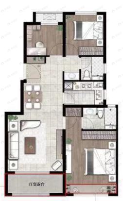 中铁春风十里2室2厅2卫户型图