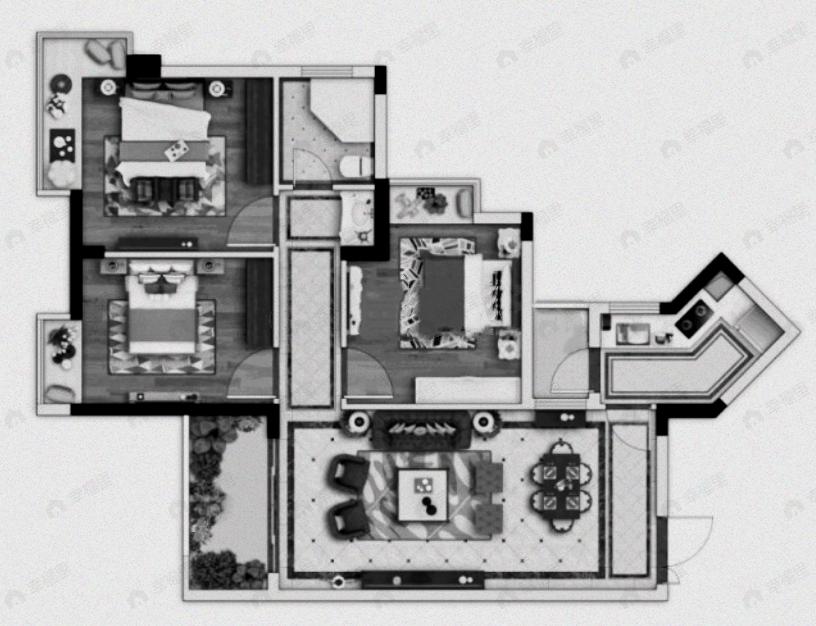 蜀镇尚楠湾3室2厅1卫户型图