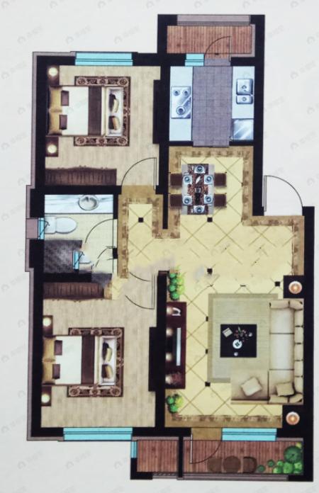麓林春语2室2厅1卫户型图