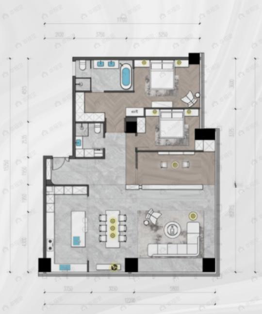 武汉城建光彩国际·嶺273室2厅2卫户型图