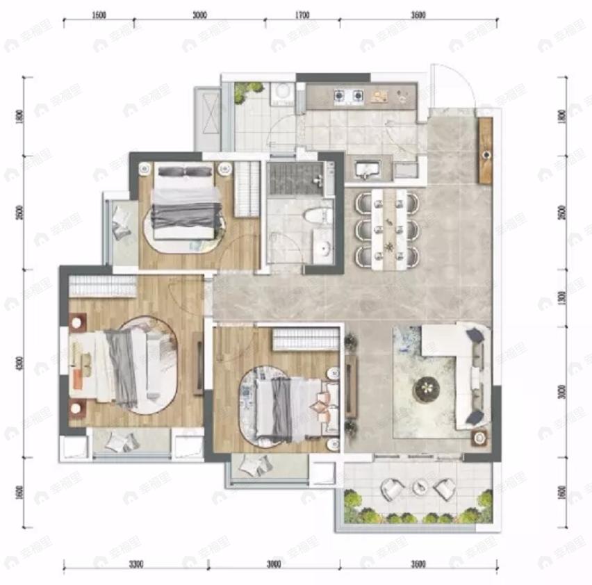 同森锦逸名邸3室2厅1卫户型图