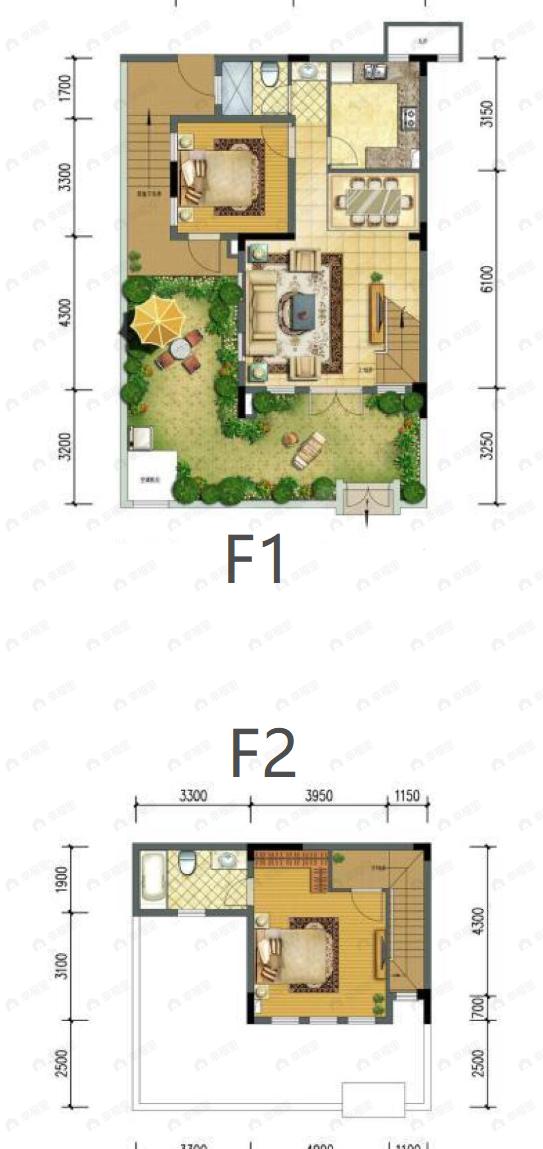 雾山河畔1期2室2厅2卫户型图