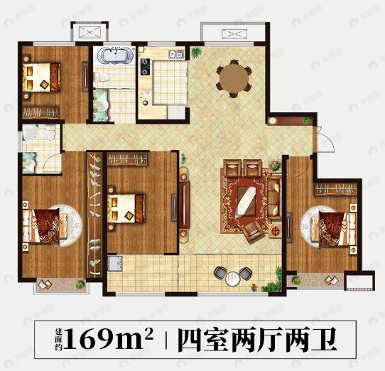 学府名著4室2厅2卫户型图