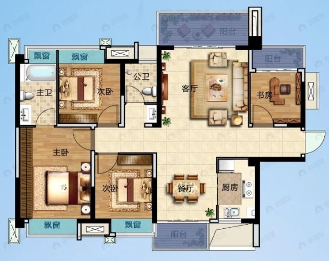 交投·新叶城4室2厅2卫户型图
