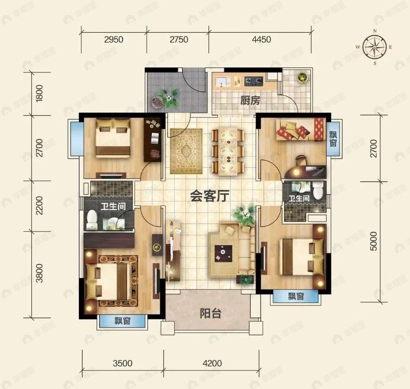 侨雅苑4室2厅2卫户型图