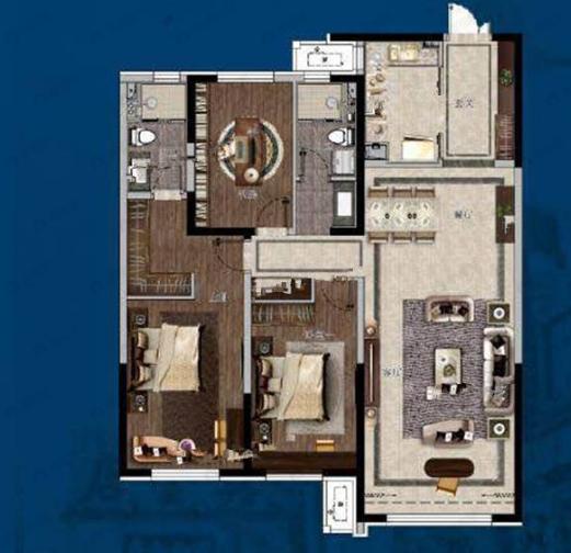 颐盛壹号公馆3室2厅2卫户型图