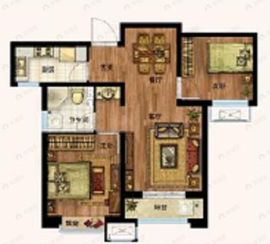 雍祥园2室2厅1卫户型图