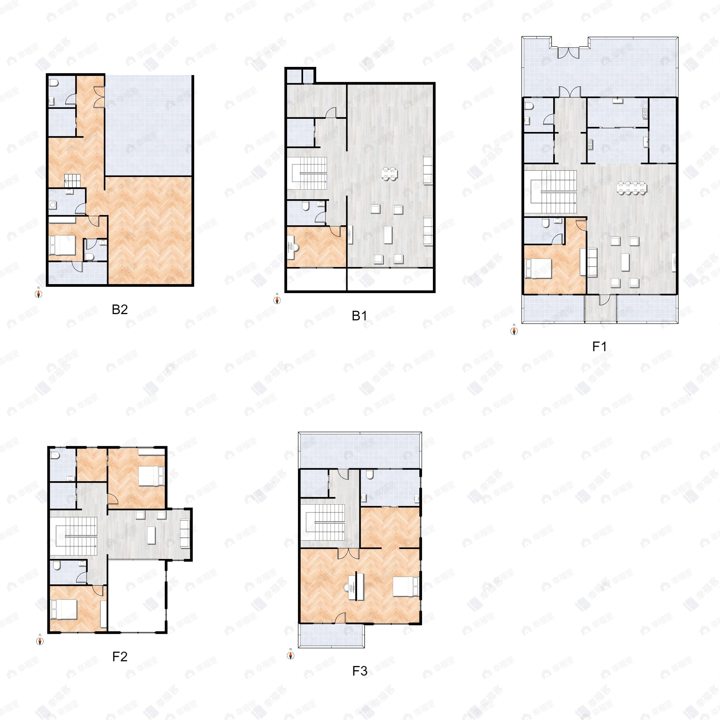 4室3厅8卫建面560平北|南户型图