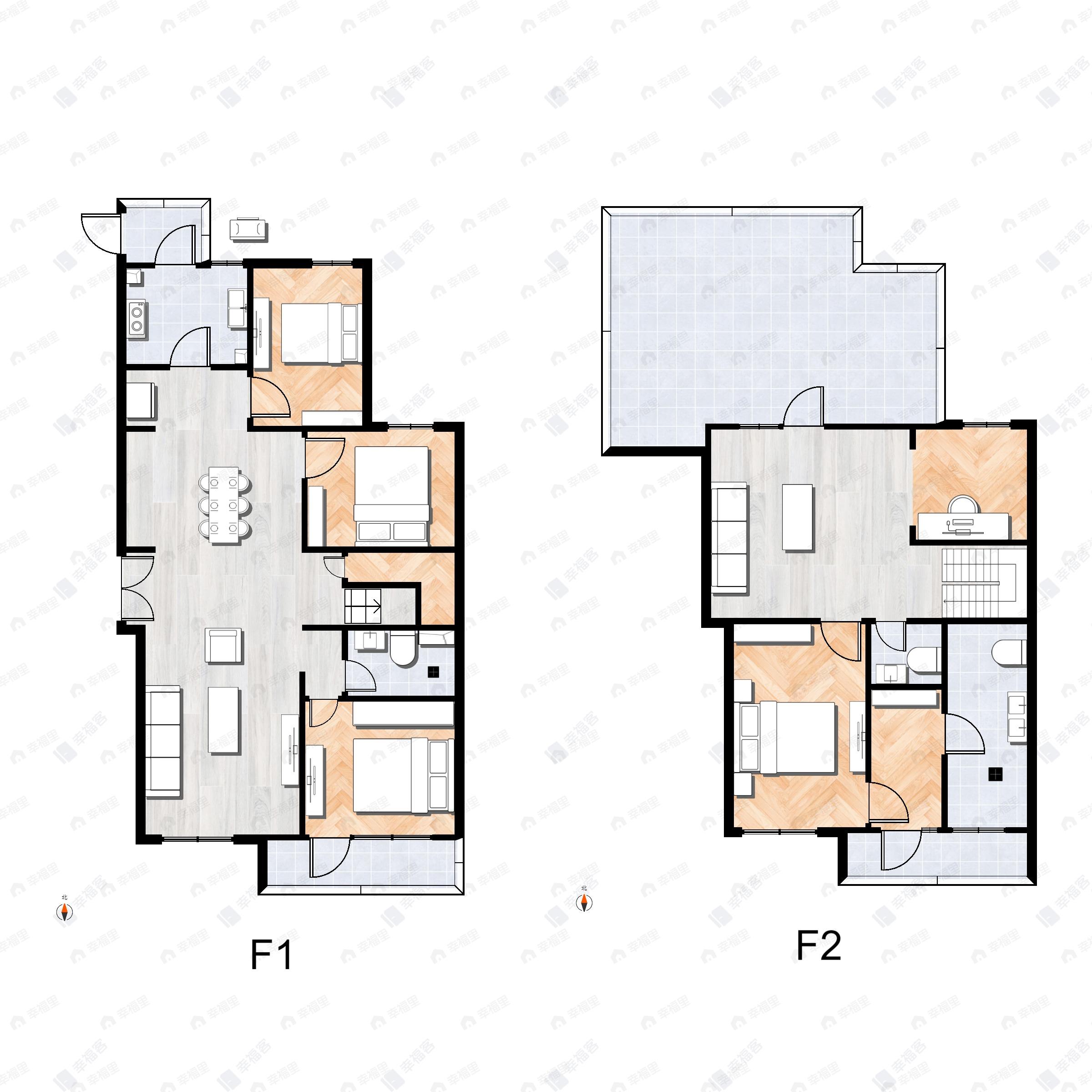 4室3厅3卫建面204平北|南户型图