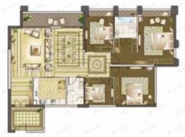 金龙滨河湾壹号3室2厅2卫户型图