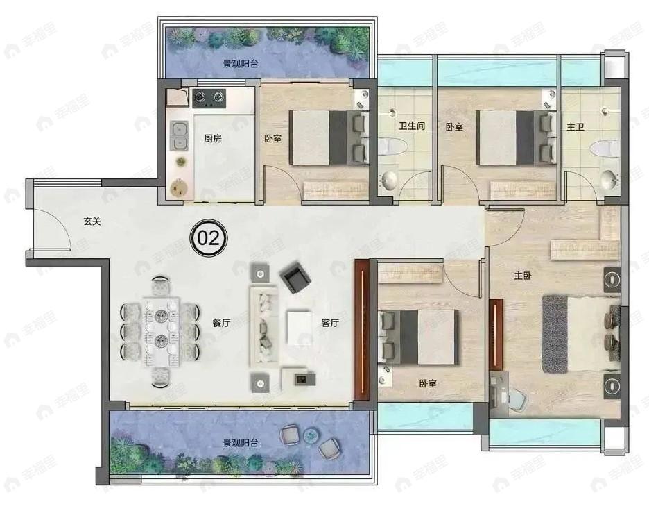 怡景金墩龙庭4室2厅2卫户型图