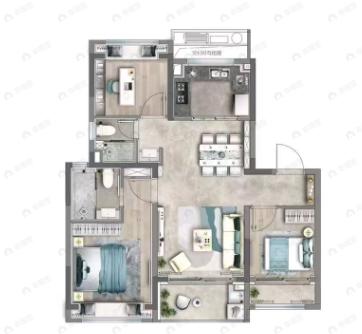 中国铁建花语天境3室2厅2卫户型图