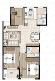 城市蓝湾3室2厅2卫户型图