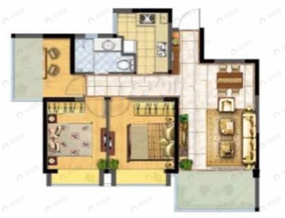 格林城市花园3室2厅1卫户型图