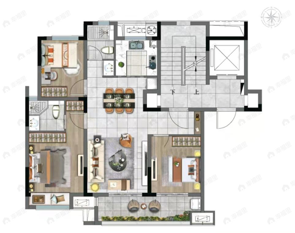 银城青山湖畔3室2厅2卫户型图