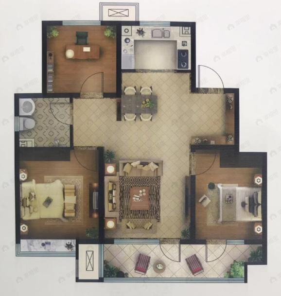 天一仁和珑樾雲谷3室2厅1卫户型图