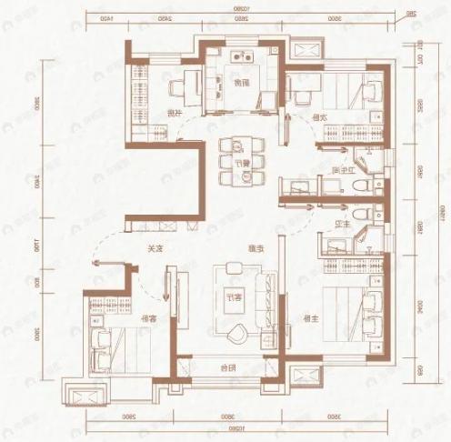 大兴发展亦生悦4室2厅2卫户型图