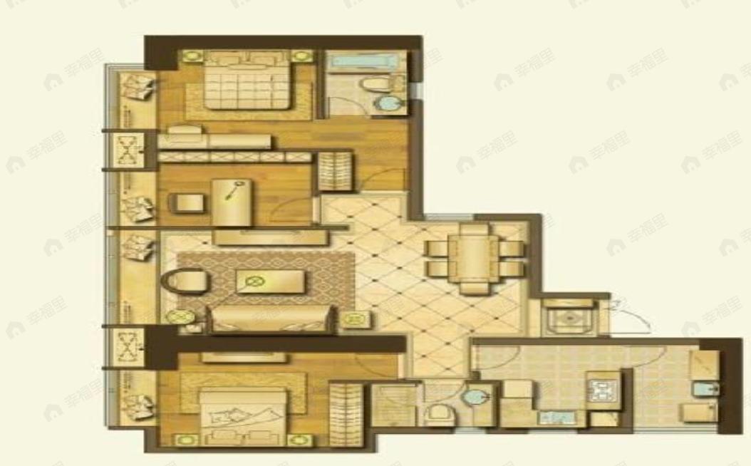 日月光解放碑1号R33室2厅2卫户型图