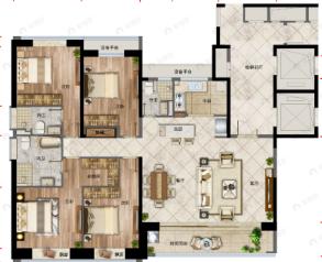 4室2厅3卫建面207平户型图