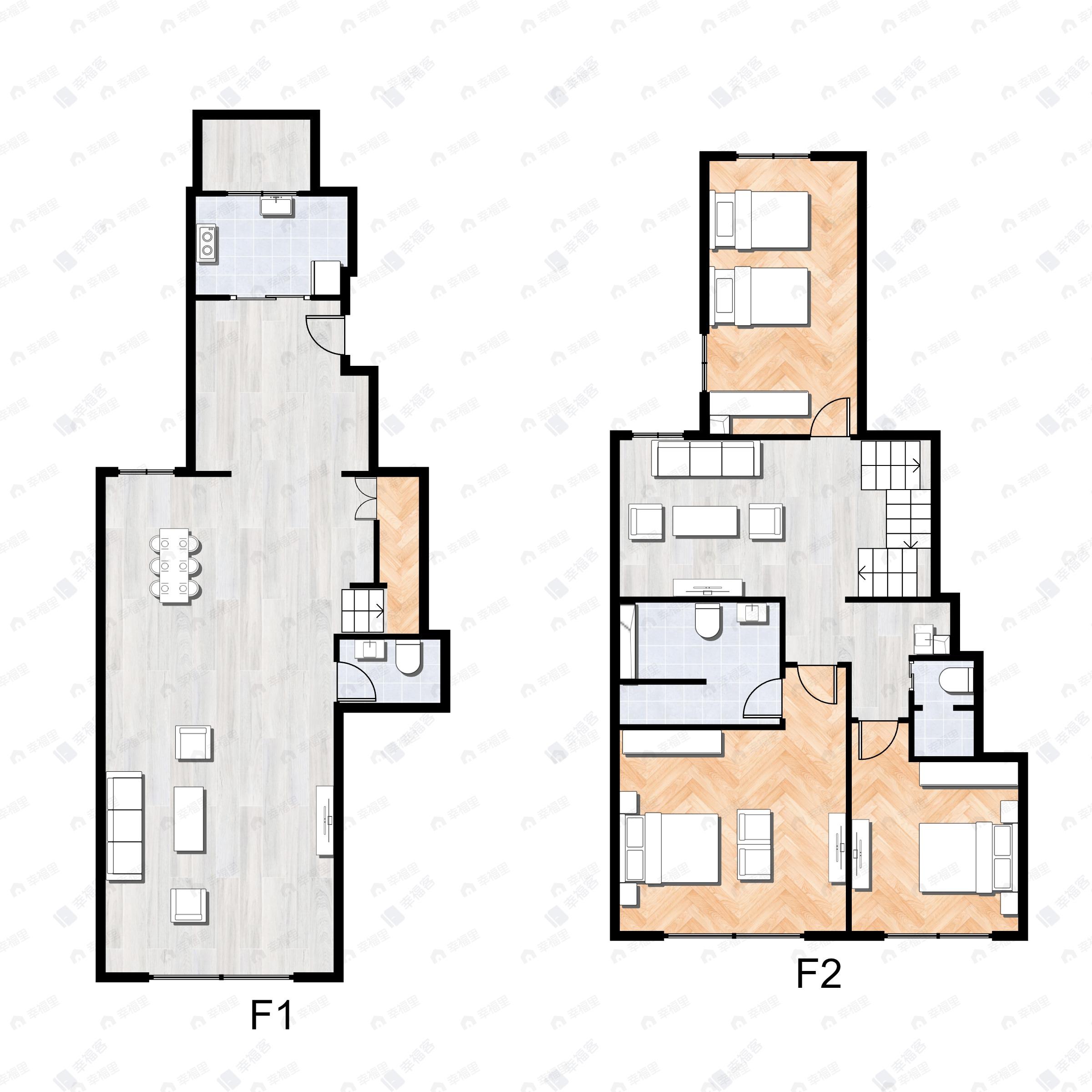 3室2厅3卫建面188m²北|南户型图