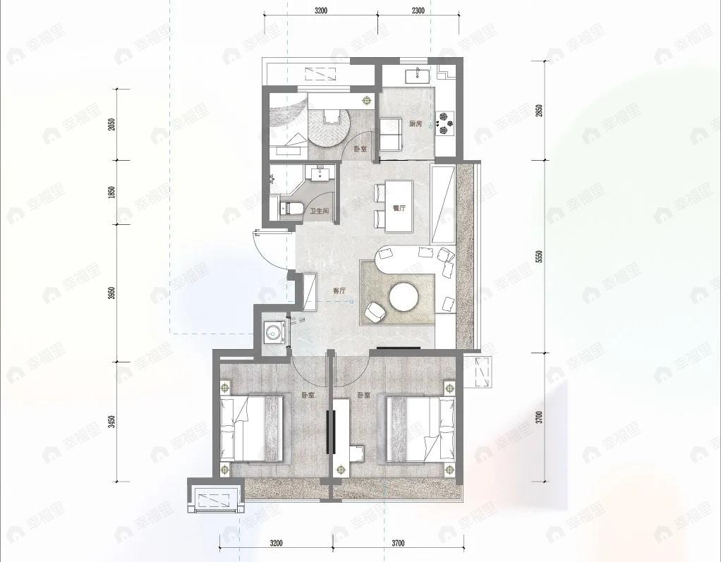和悦璞云3室2厅1卫户型图