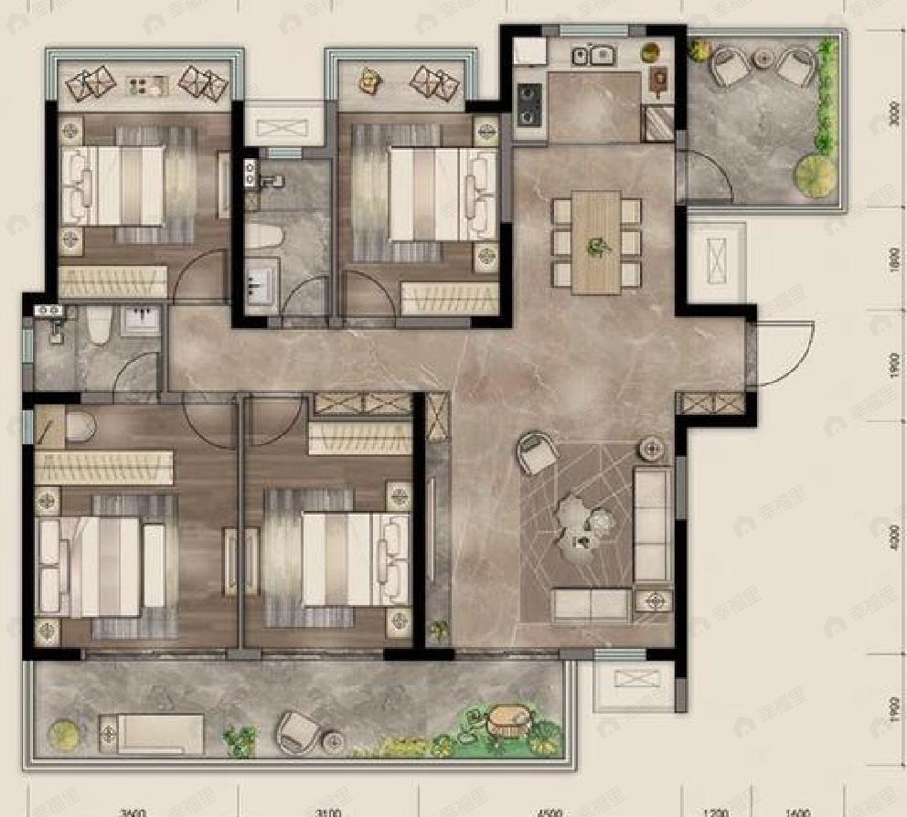 建发央著5室2厅2卫户型图