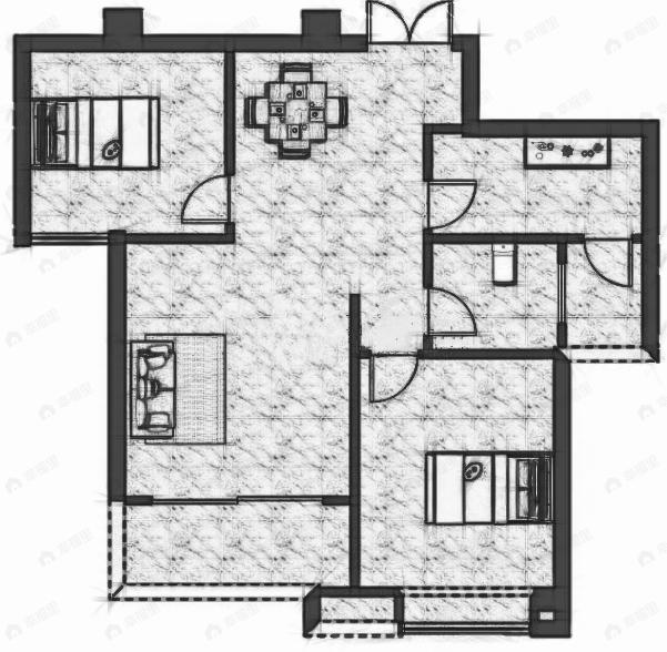 中海外北岛2室2厅1卫户型图