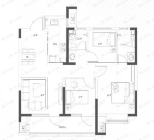 中国铁建·梧桐苑3室2厅2卫户型图