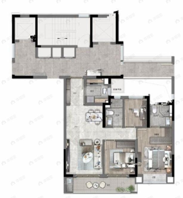 越秀宁波悦见云庭3室2厅2卫户型图