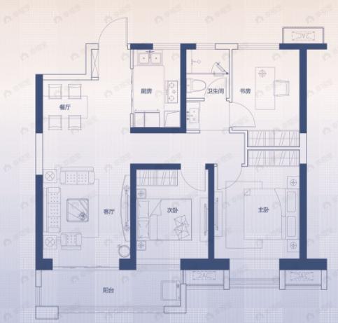 新力雅园3室2厅1卫户型图