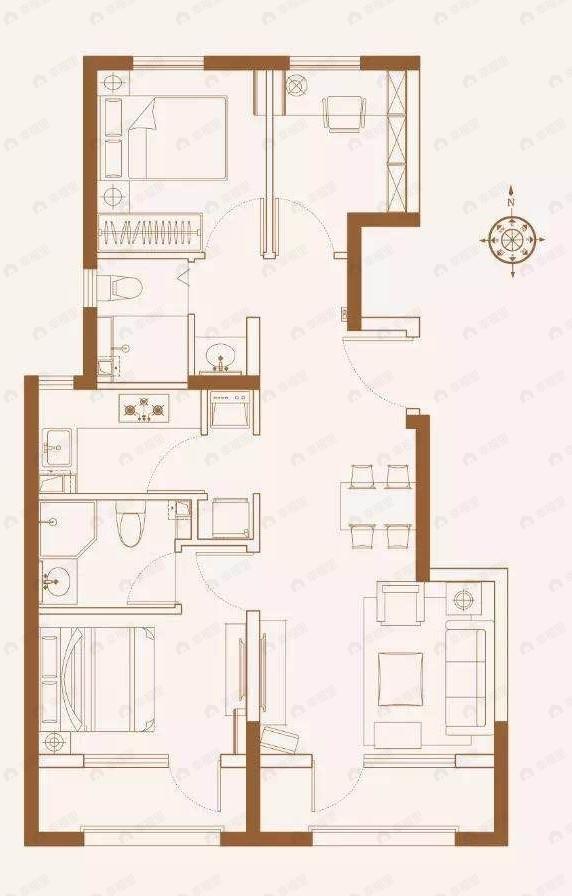 公园十七区3室2厅2卫户型图