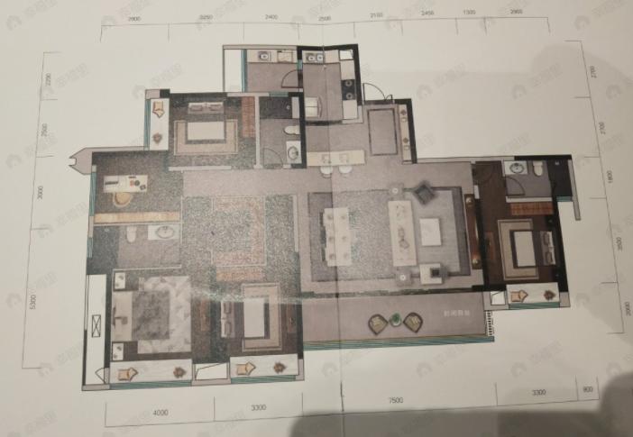 5室2厅3卫建面216平南|北户型图