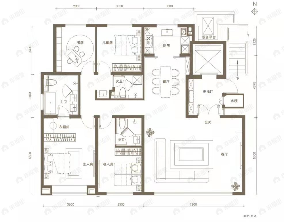 石榴春和景明4室2厅3卫户型图