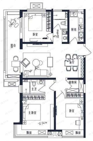 高晟福润城3室2厅2卫户型图