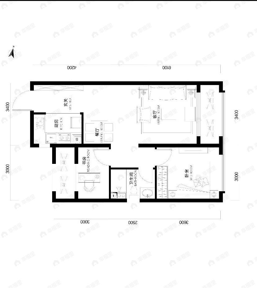 中海寰宇天下天赋2室2厅1卫户型图