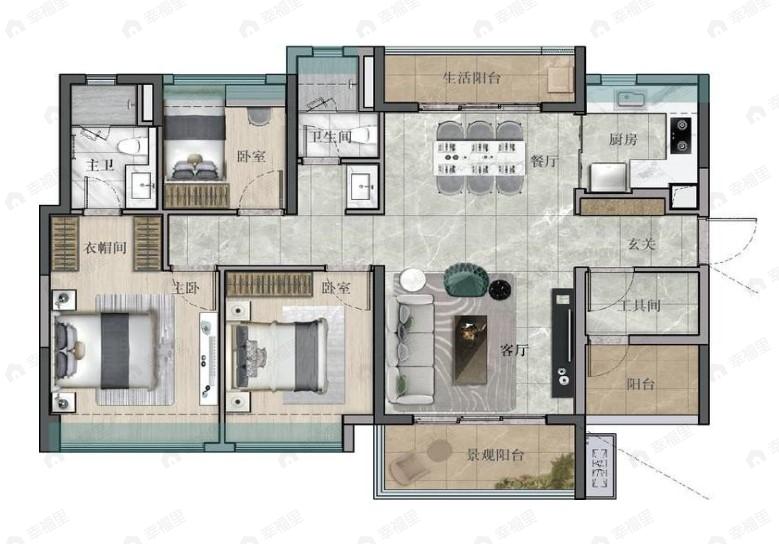佳兆业广雅院3室2厅2卫户型图