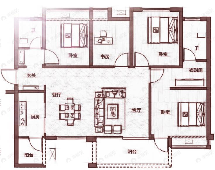 左岸名都4室2厅2卫户型图