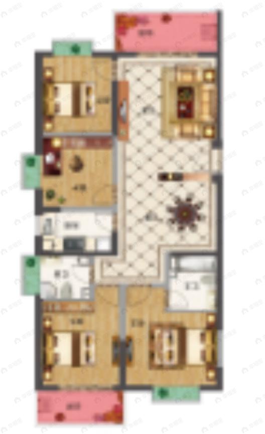 金泰国际名门4室2厅2卫户型图