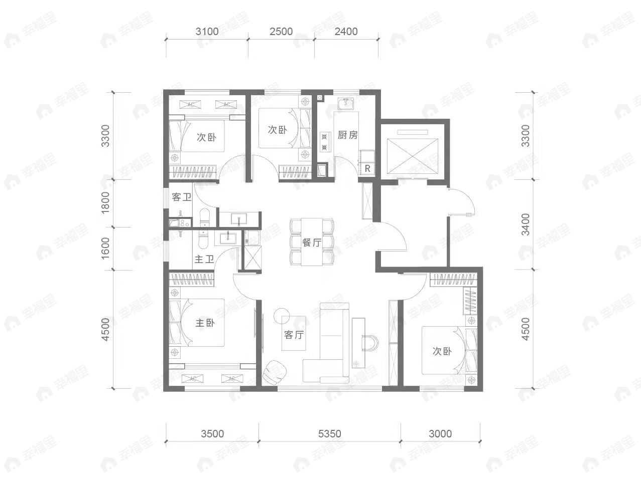 长安悦玺4室2厅2卫户型图