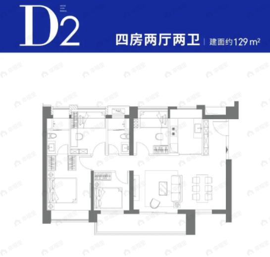 合正观澜汇云庭4室2厅2卫户型图